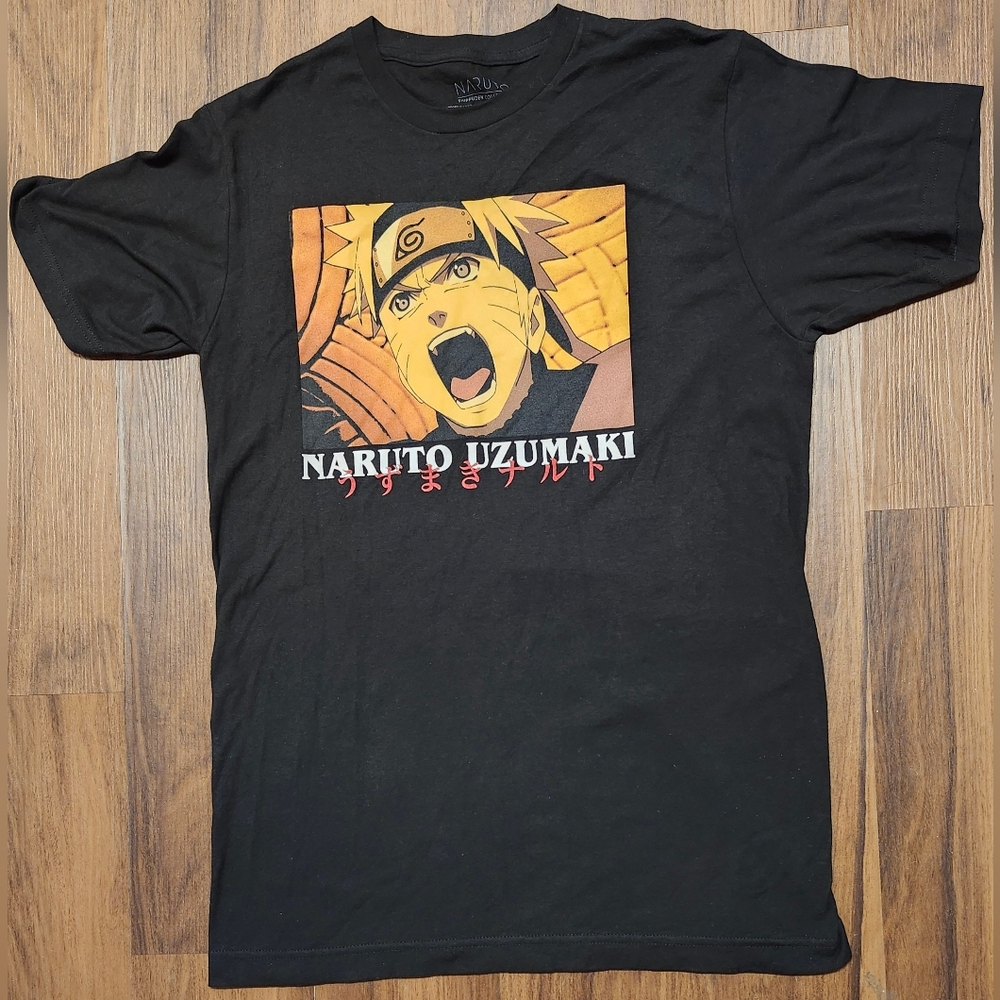 Mens Sz M (38/40) Naruto Uzumaki Yell Shippudden Collection Black T-Shirt
